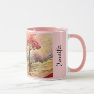 Caneca Cereja Flores com texto personalizável