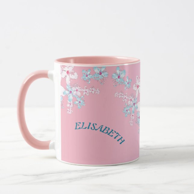 Caneca Cereja japonesa, cor-de-rosa e azul-sakura, flores (Esquerda)