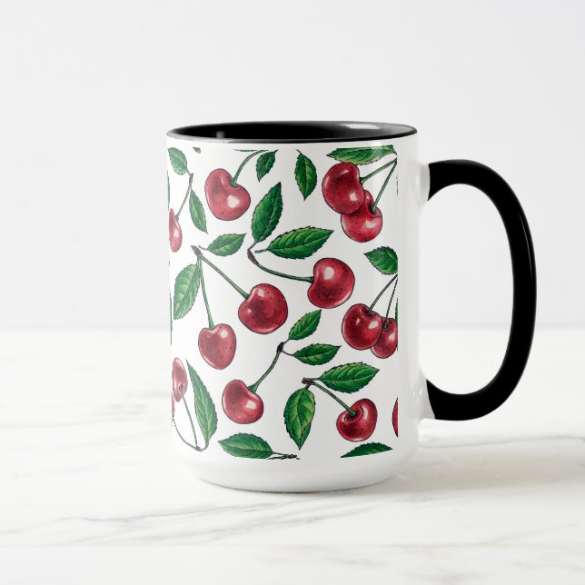 Caneca Cerejas vermelhas em branco (Direita)
