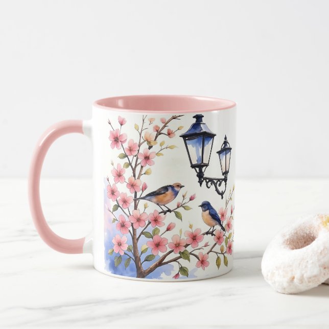 Caneca Cerejeiras e aves (Com Donut)
