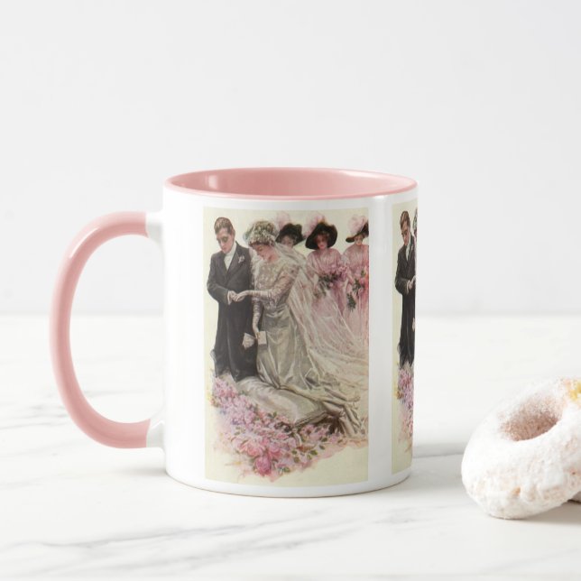 Caneca Cerimônia de Casamento Vitoriano Antigo Noiva e No (Com Donut)
