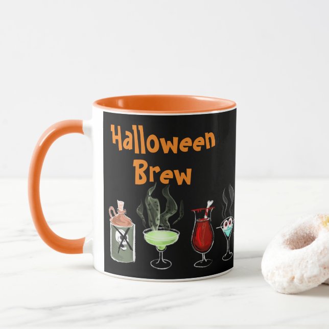 Caneca Cerveja divertida de Halloween preta e sinistra (Com Donut)