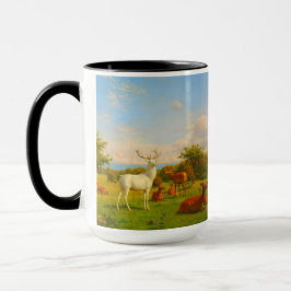 Caneca Cervo Branco em Campo Aberto Natureza Vida Selvage