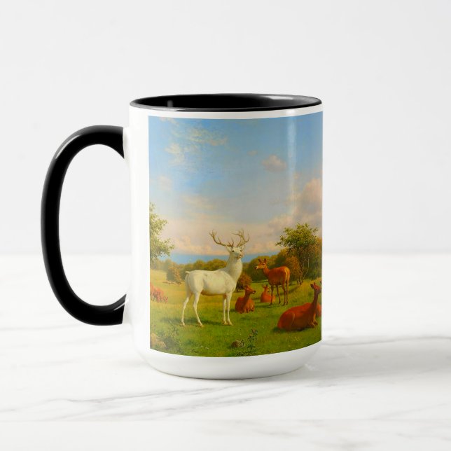 Caneca Cervo Branco em Campo Aberto Natureza Vida Selvage (Esquerda)