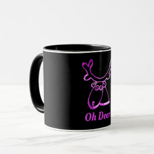 Caneca Cervos cor-de-rosa bonitos engraçados da rena oh