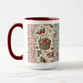 Caneca Cesta de Frutas Gingham Diversão