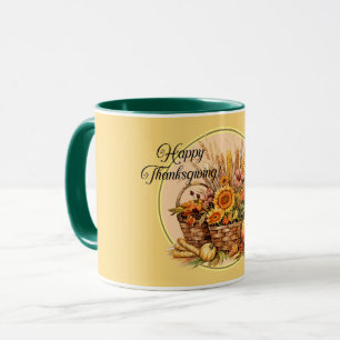 Caneca Cesta de outono, Flores, Abóboras, Milho Ação de G