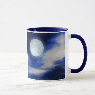 Caneca Céu Noturno com Lua e Nuvens