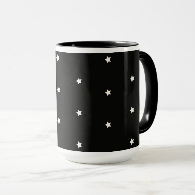 Caneca Céu Noturno, estrelas brancas à meia-noite, (Frente Esquerda)
