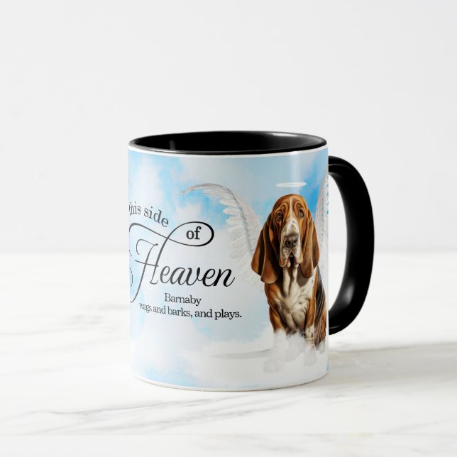 Caneca Céu Personalizado do Cão Basset Hound Memorial (Frente Esquerda)