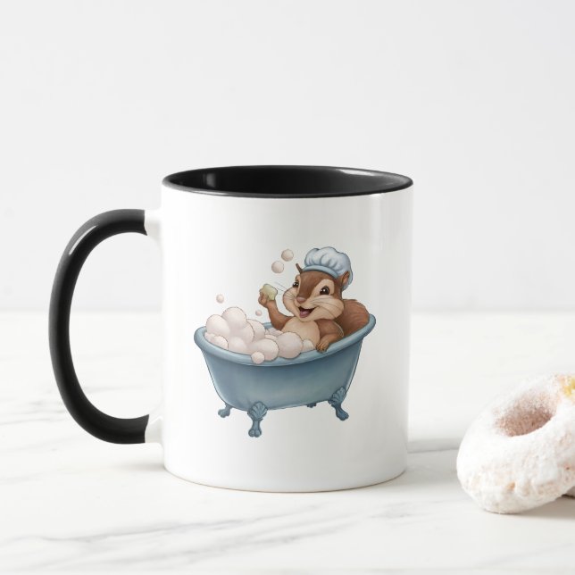 Caneca Chá de Bebê Esquilo Retrô (Com Donut)