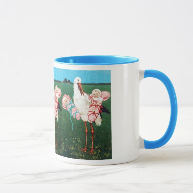 Caneca CHÁ DE FRALDAS TWIN, cor-de-rosa, azul-lacre (Direita)