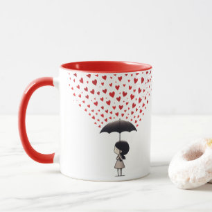 Caneca chá-se com corações amorosos
