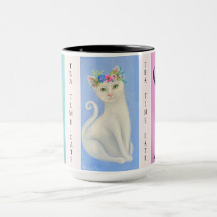 Caneca Chá Time Cats Whimsic Art Mug