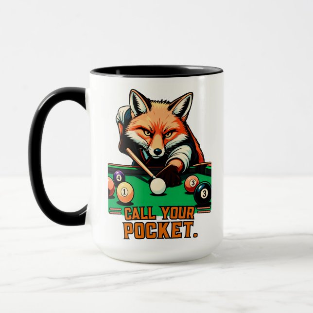 Caneca Chame Sua Caça Jogando Bilhar Raposa (Esquerda)