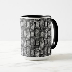 Caneca Chapas retangulares em cinzas, gravadas e manchada