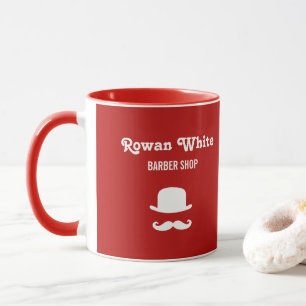 Caneca Chapéu branco e bigode em vermelho