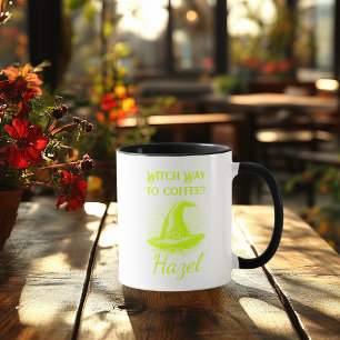 Caneca Chapéu de Bruxa Verde-Limão Neon Personalizável de