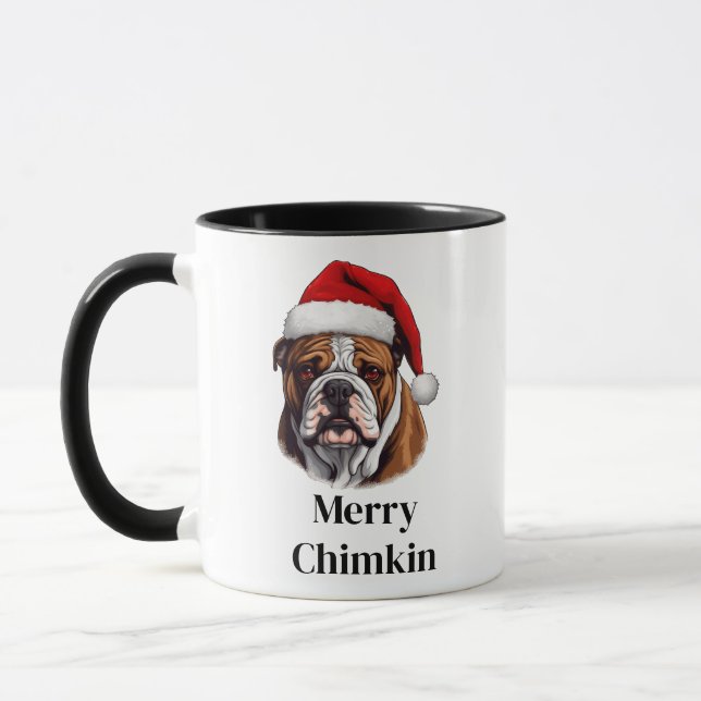 Caneca Chapéu de Papai Noel Bulldog Natal (Esquerda)