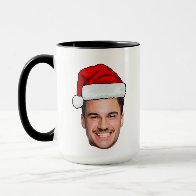 Caneca Chapéu de Papai Noel com Foto Personalizada de Nat (Esquerda)
