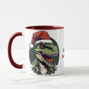 Caneca Chapéu de Papai Noel Dinossauro Rex Festa de Natal