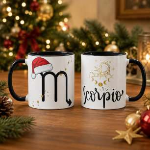 Caneca Chapéu de Papai Noel do Zodíaco Escorpião de Natal