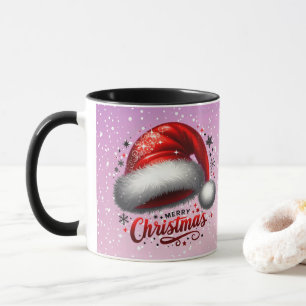 Caneca Chapéu de Papai Noel Escarlate com Brilho