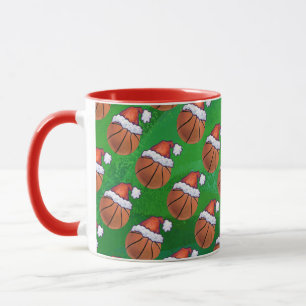Caneca Chapéu de Papai Noel no Basquete no Green
