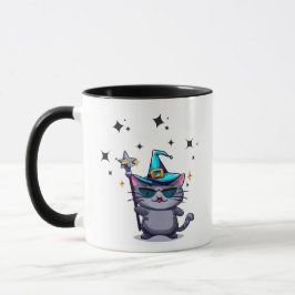 Caneca Chapéus de bruxas do Halloween segurando estrelas