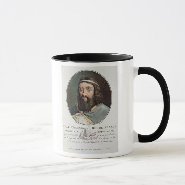 Caneca Charlemagne (747-814), rei de France, gravou perto (Direita)