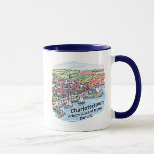 Caneca Charlottetown PEI Canadá Paisagem Urbana Aquarela