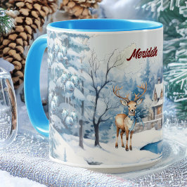Caneca Charming Reindeer na Terra Maravilha de inverno co