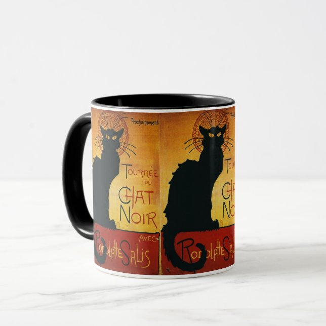 Caneca Chat Noir - Black Cat Vintage Anúncio Francês (Frente Esquerda)
