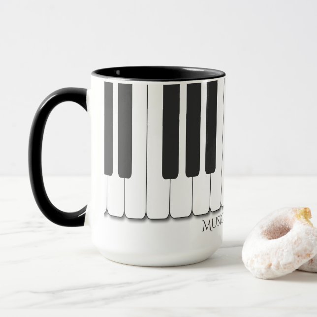 Caneca Chave de ebono de texto personalizado e de marfim  (Com Donut)