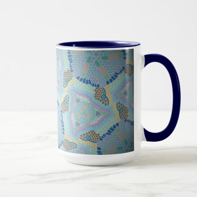 Caneca Chávena MUG Jimette Desenho azul amarelo cinzento (Direita)