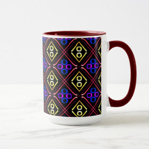 Caneca Chávena MUG Jimette Desenho azul amarelo vermelho