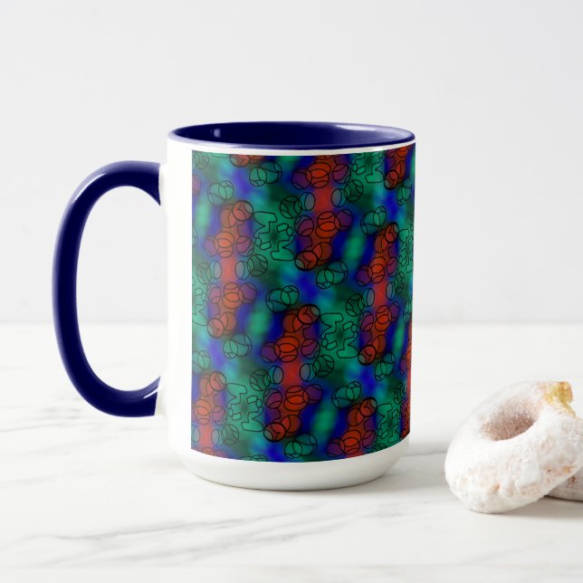 Caneca Chávena MUG Jimette Desenho vermelho azul verde (Com Donut)