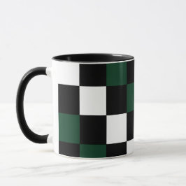 Caneca Checkboard branco preto verde
