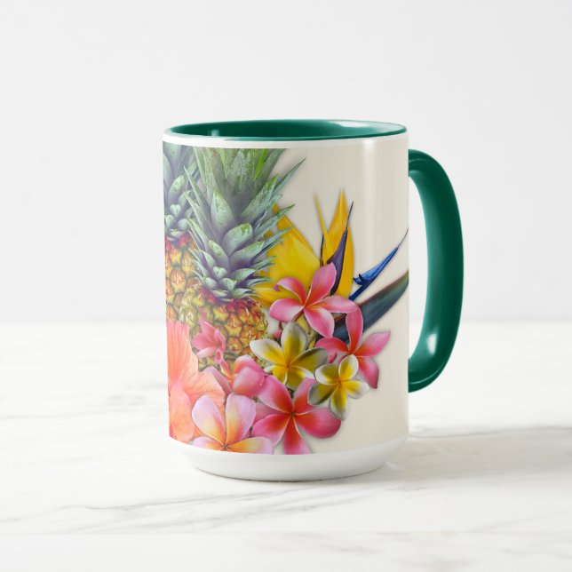 Caneca Chefe Hibisco Tropical Presente de Abacaxi (Frente Esquerda)