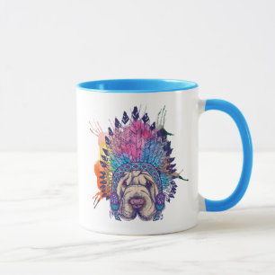 Caneca Chefe indiano do nativo americano de Sharpei
