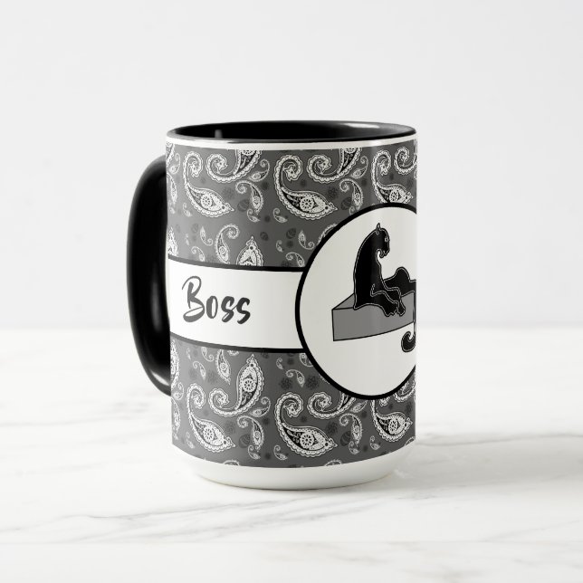Caneca Chefe Lady Black Cat Ringer 15oz (Frente Esquerda)