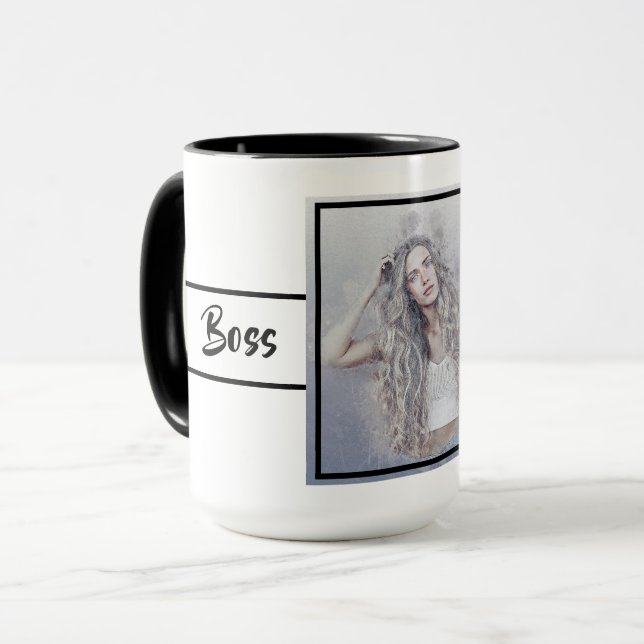 Caneca Chefe Lady Photo Crie seu Ringer 15oz (Frente Esquerda)
