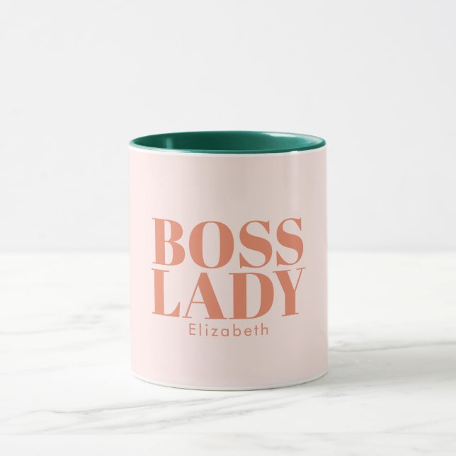 Caneca Chefe Lady Retro Nome Personalizado Coffee Mug (Centro)