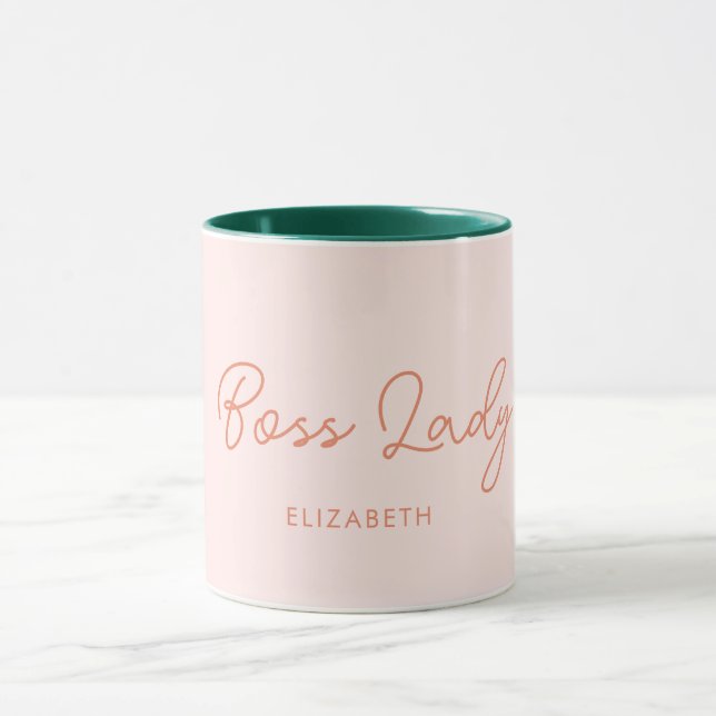 Caneca Chefe Lady Retro Nome Personalizado Coffee Mug (Centro)