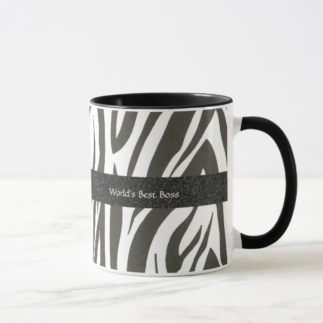 Caneca Chefe:  Zebra Stripes Gift Mug "Melhor Chefe do Mu (Direita)