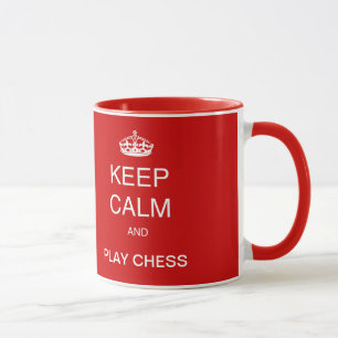 Caneca CHESS - fique calmo e jogue xadrez vermelho