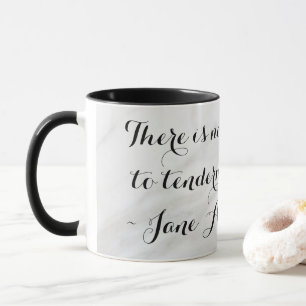 Caneca Chic Citação do Livro Emma de Jane Austen em Mármo