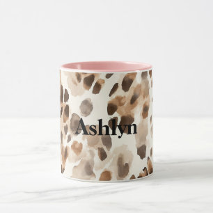 Caneca Chic Cream Brown Leopardo Impressão Animal