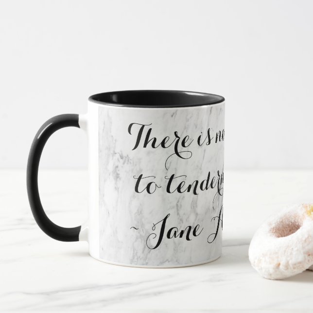 Caneca Chic Jane Austen Emma Book Citação da Cinza Negra (Com Donut)