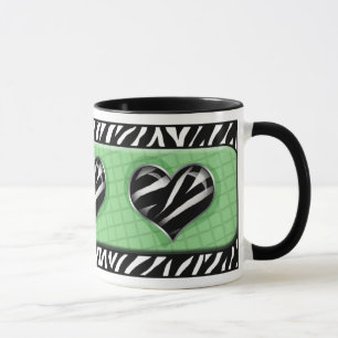 Caneca Chic My Heart Green Zebra Print Mug